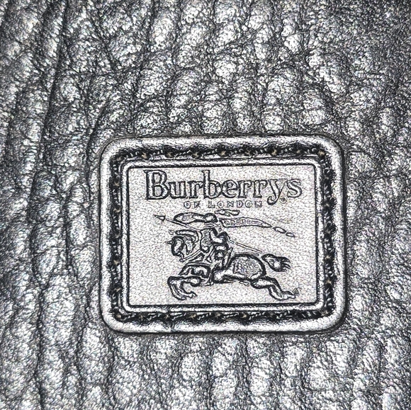 Vintage Burberry Black Pebbled Leather Zip Organizer Wristlet Nova Check - Picture 4 of 13